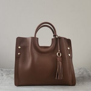Moda Luxe Rich Brown Tote with Tassel